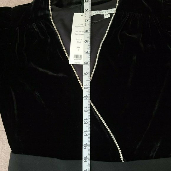 VERONICA BEARD CLEO Crystal-embellished velvet Jumpsuit Sz 6 - Picture 7 of 12